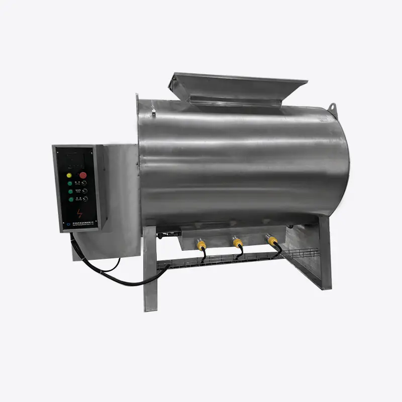 Chocolate mixing machine designed for blending chocolate ingredients with a stainless steel mixing structure.